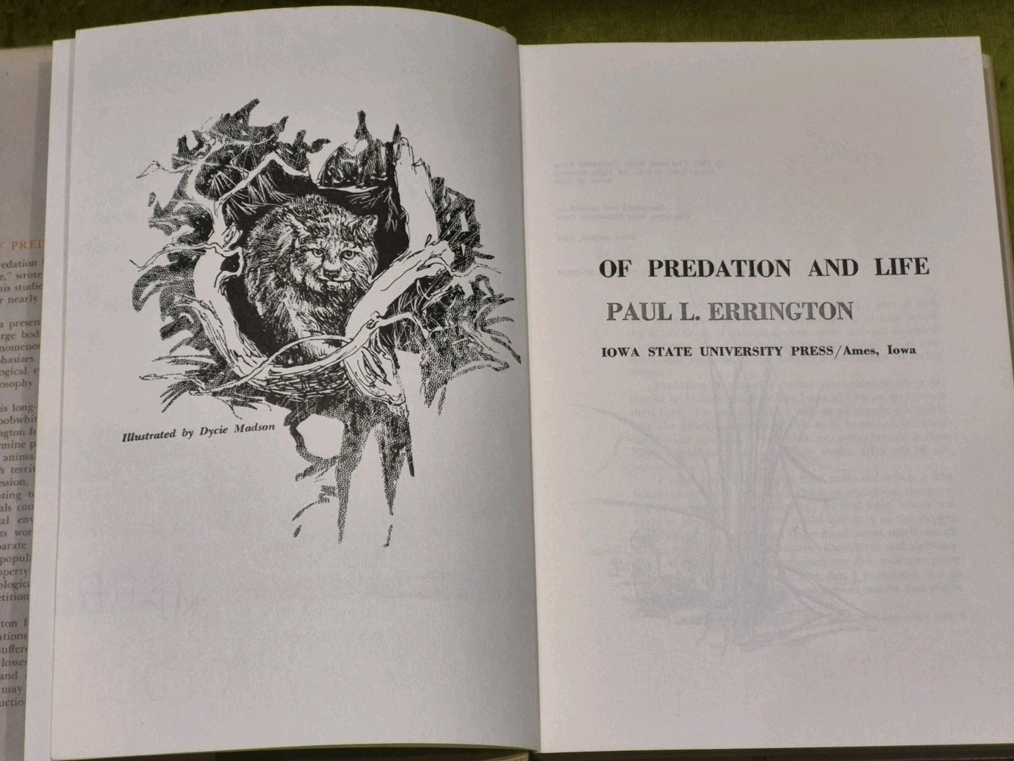 OF PREDATION AND LIFE By Paul L. Errington 1967 1st Edition Hardback.6