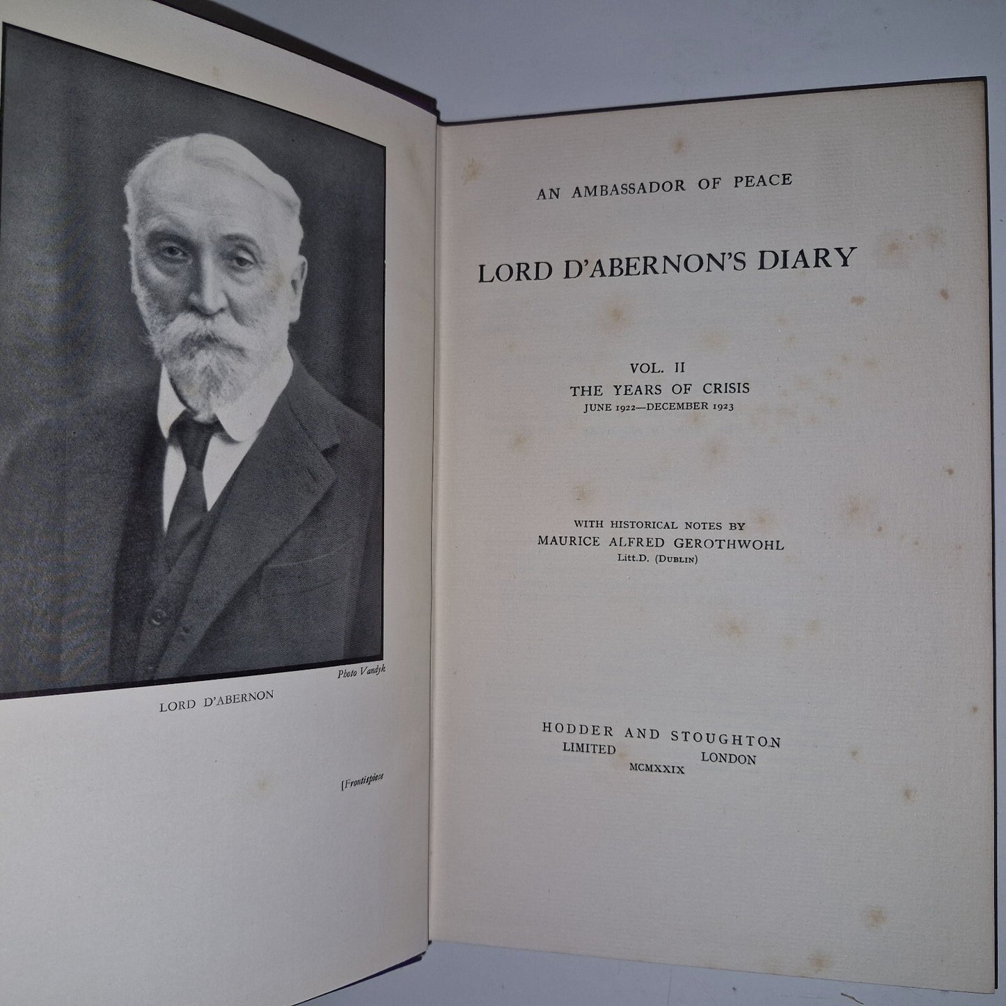 Diary of Lord d'Abernon, An Ambassador of Peace  3 Volume Set Hodder 19293010