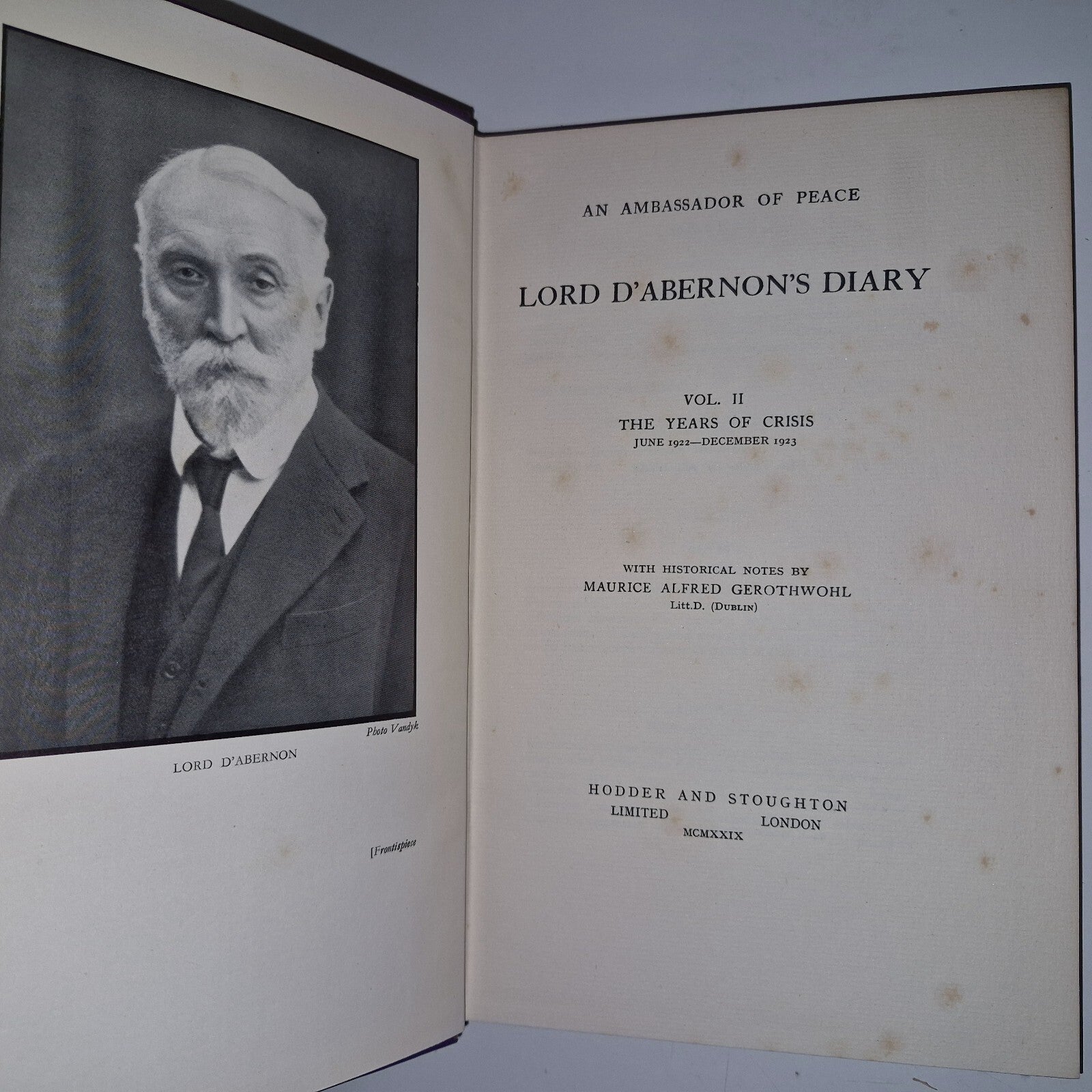 Diary of Lord d'Abernon, An Ambassador of Peace  3 Volume Set Hodder 19293010