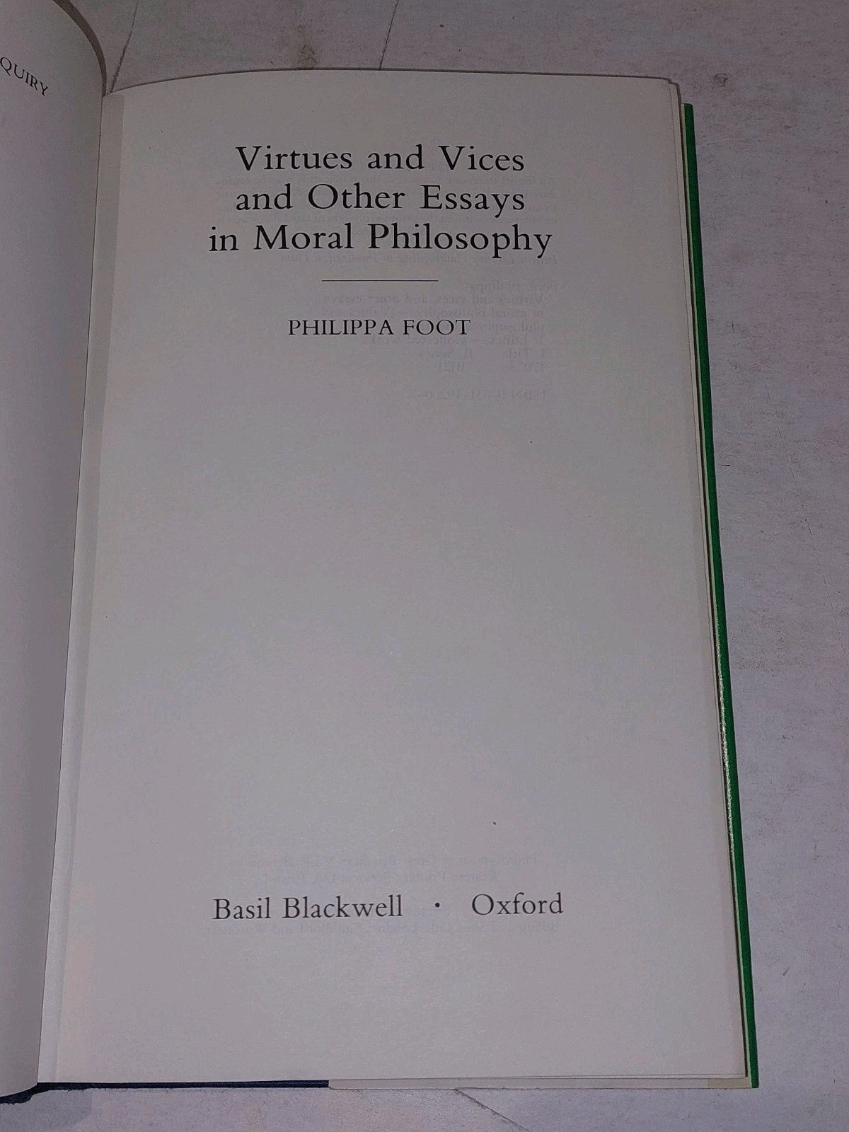 Virtues & Vices & Other Essays In Moral Philosophy Philippa Foot 1978 1st Edit4