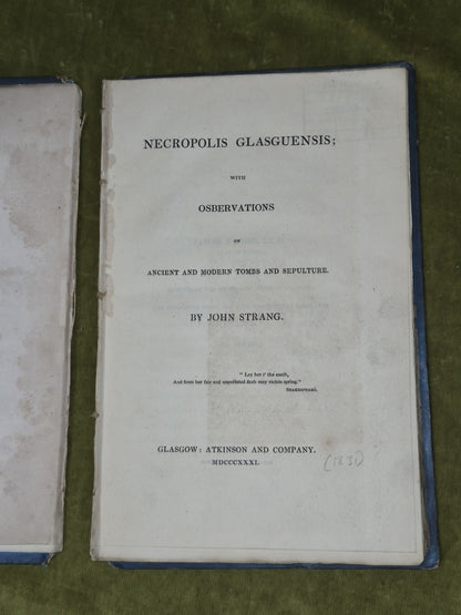 Necropolis Glasguensis Observations John Strang 1731 Atkinson and Company0