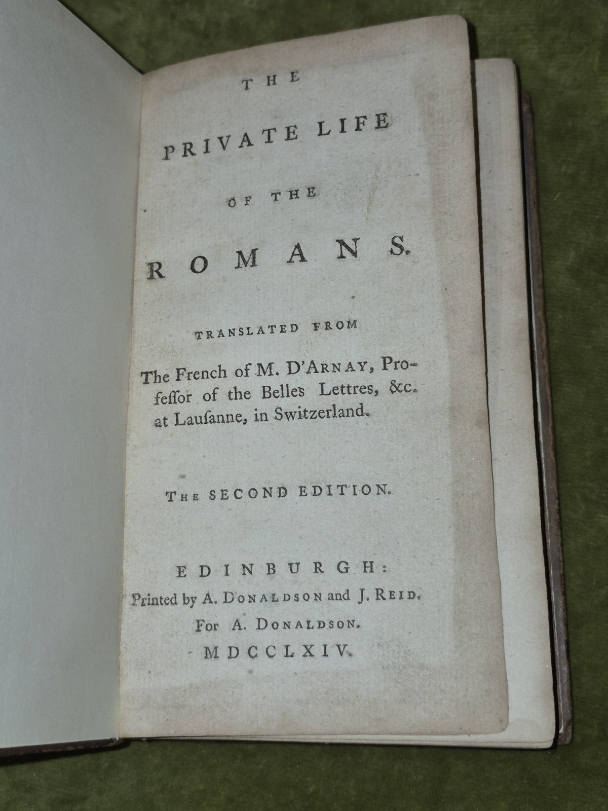 The Private Life of the Romans Second Edition D'Arnay Edinburgh 17643