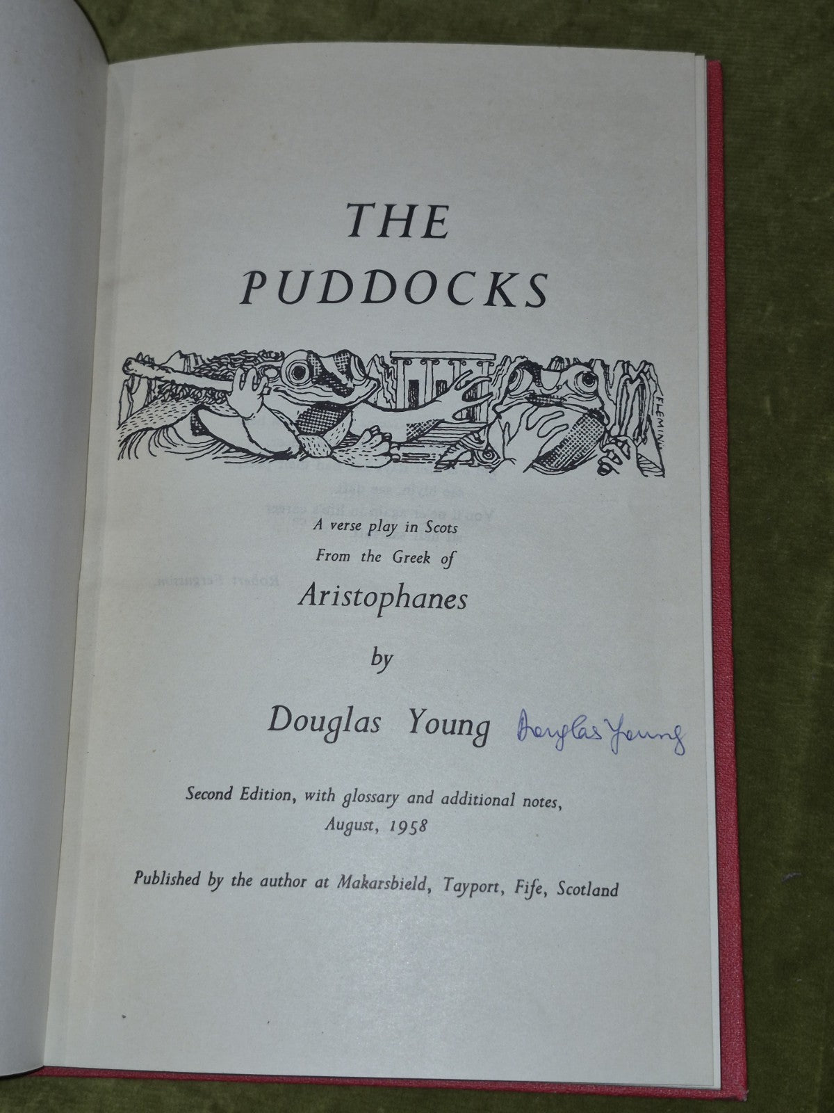 The Puddocks ('The Frogs' in Scots) Aristophanes & Young Second Ed SIGNED 19584