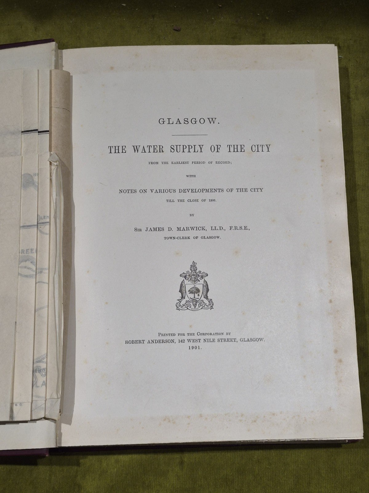 Glasgow: The Water Supply of the City by Sir James Marwick (1901) 1st Ed Hb Book4