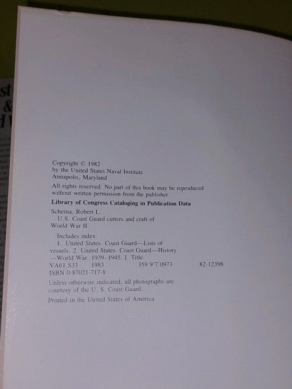 U.S. Coast Guard Cutters and Craft of World War II by Robert L. Scheina 1982 hb4