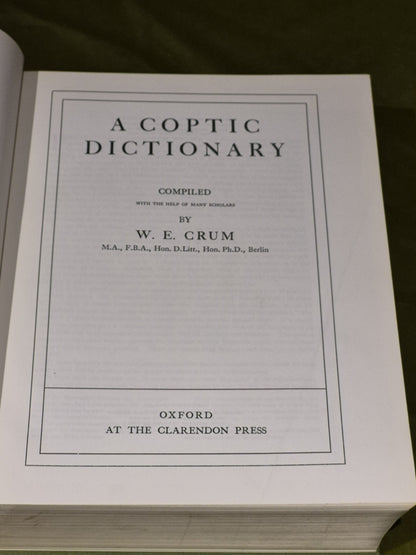 A Coptic Dictionary. W. E. Crum 1962 Hardback.4