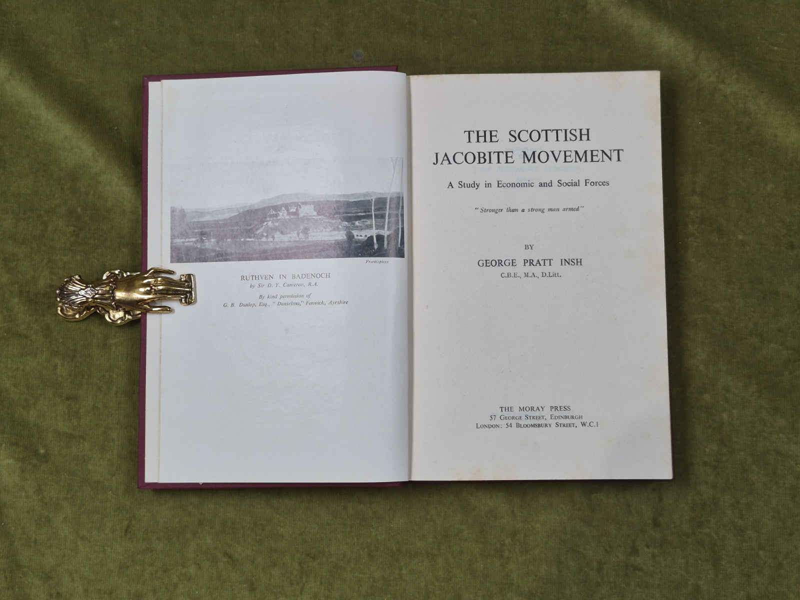 The Scottish Jacobite Movement - George Pratt , Moray Press 1952 1st HB4