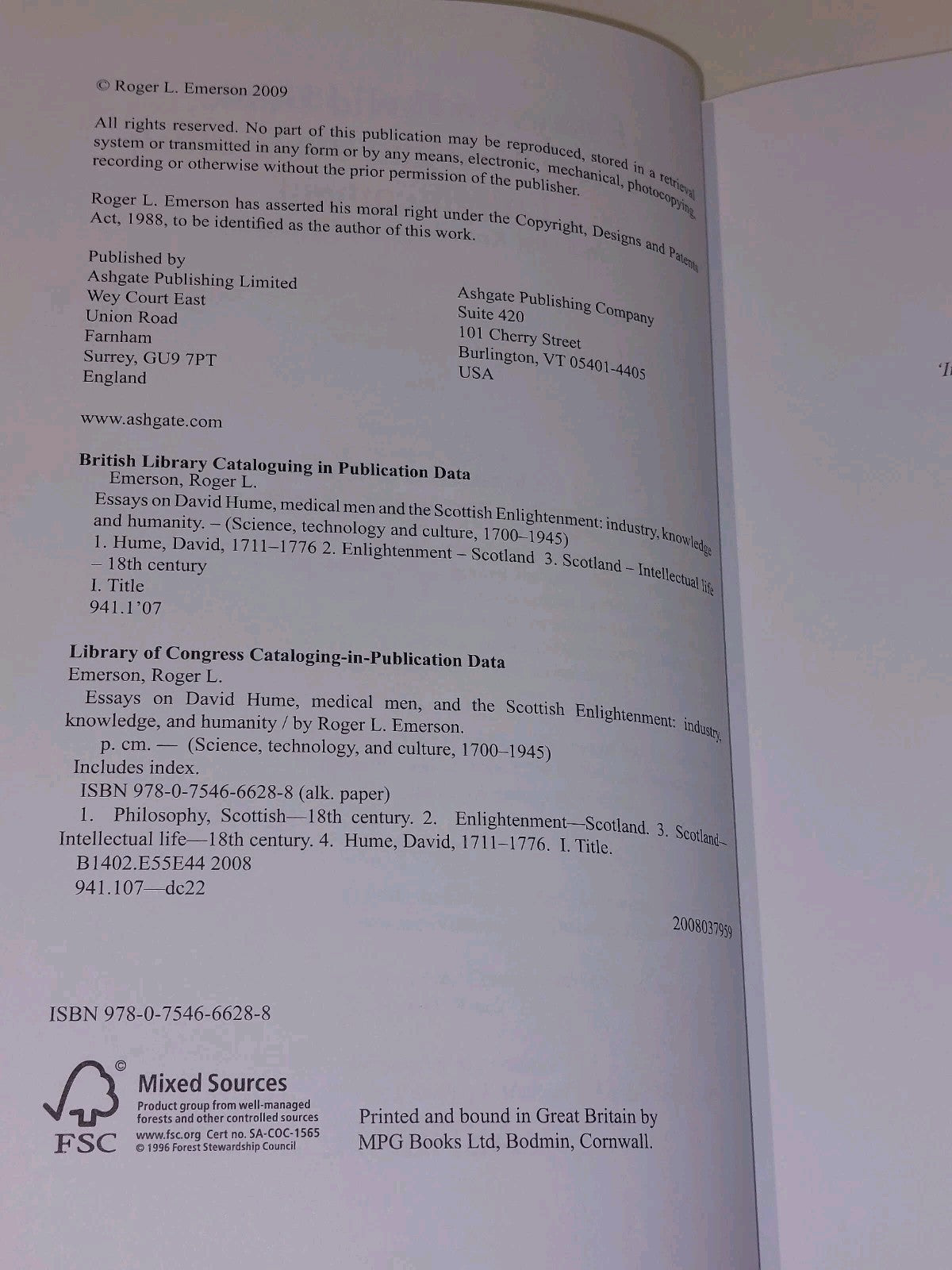 Essays On David Hume, Medical Men & Scottish Enlightenmemt By Roger Emerson 20094