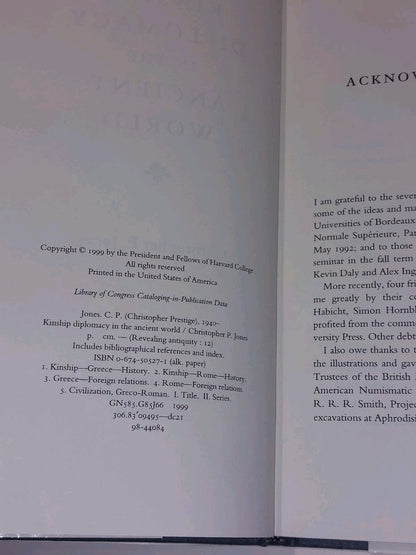 Kinship Diplomacy in the Ancient World (1999) By Christopher Jones Hb Book4