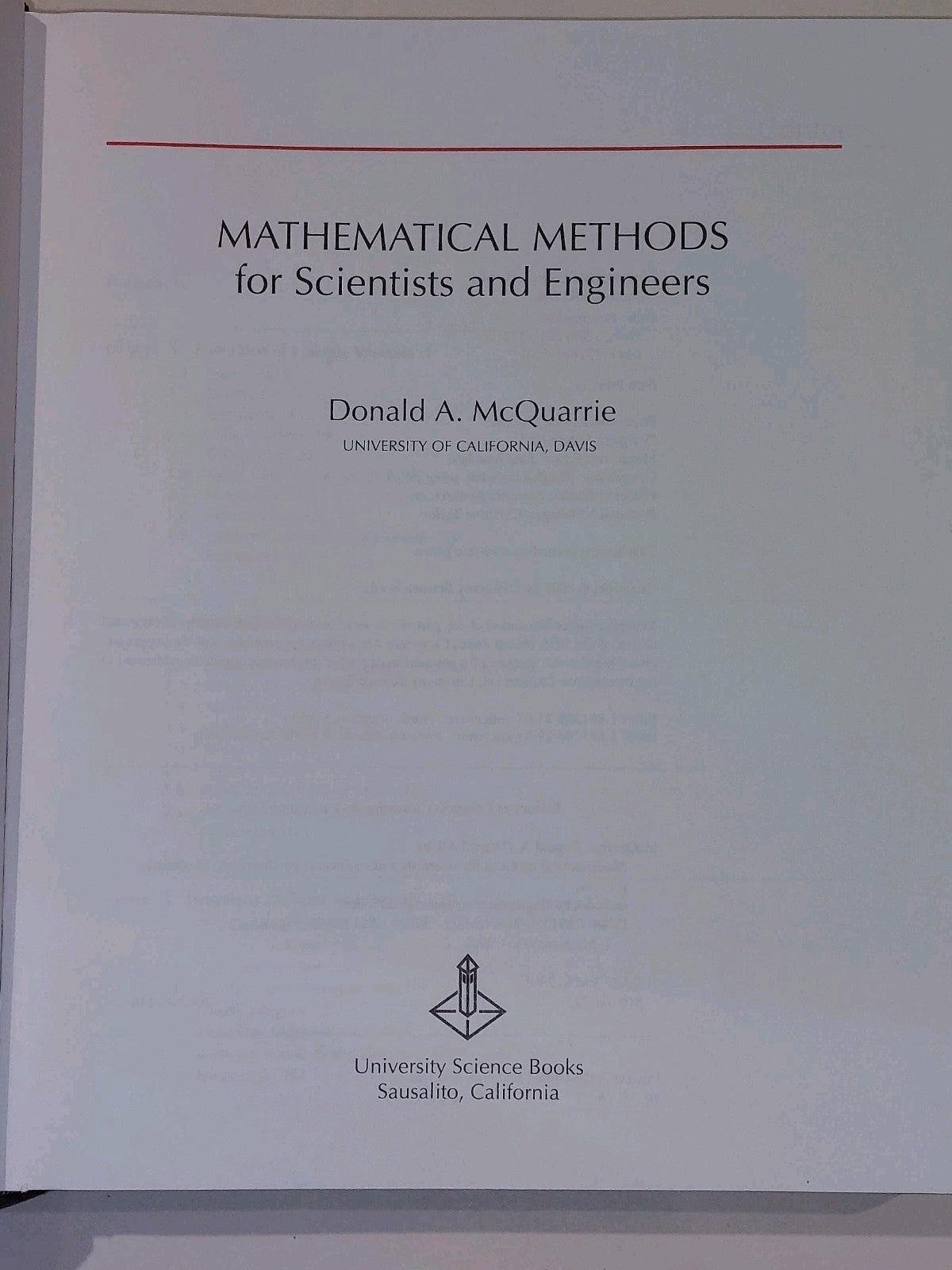 Mathematical Methods for Scientists and Engineers by Donald A McQuarrie (2003)2
