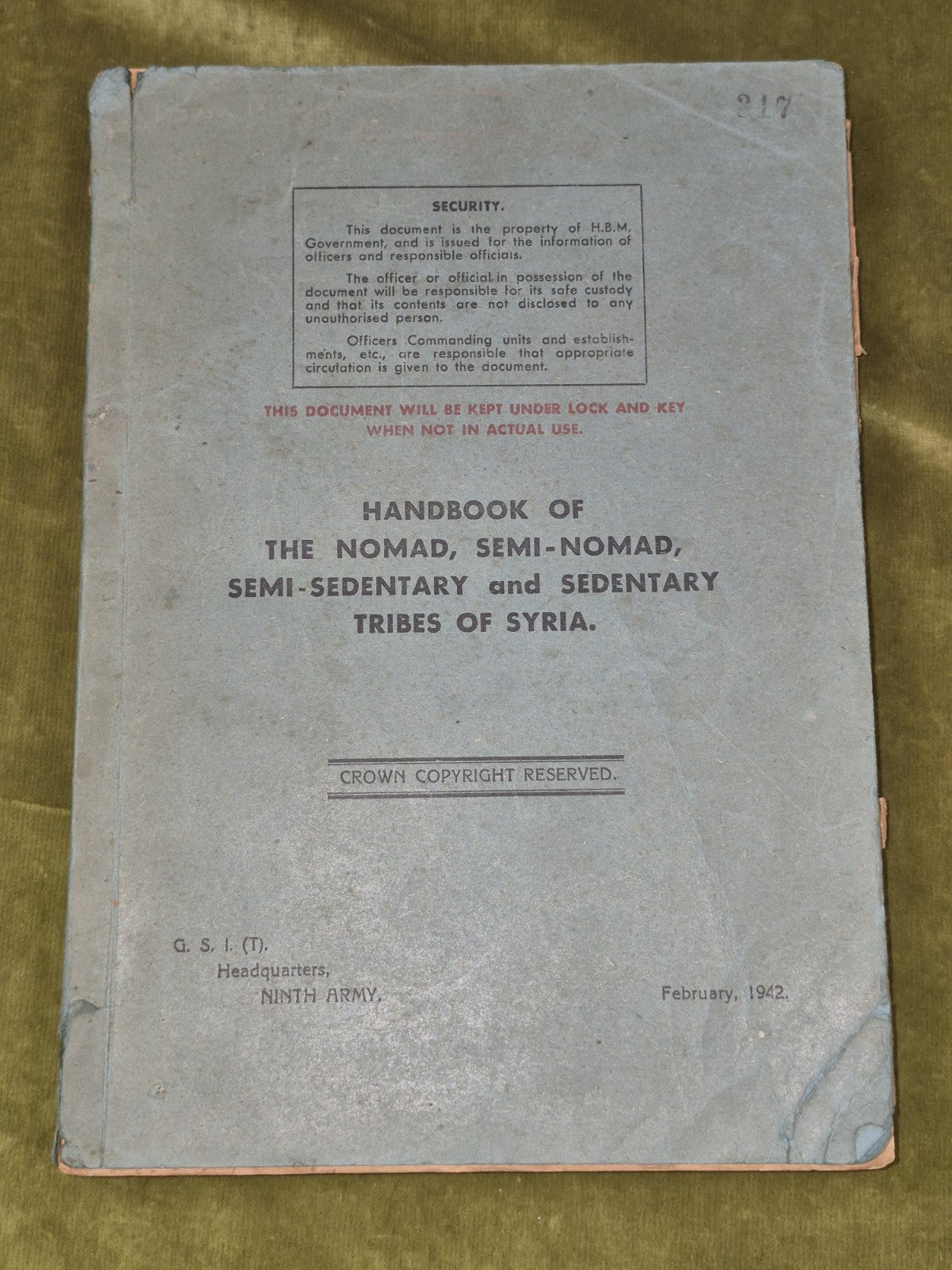 Handbook of the Nomad Semi-Nomad Semi-Sedentary Sedentary Tribes of Syria 0