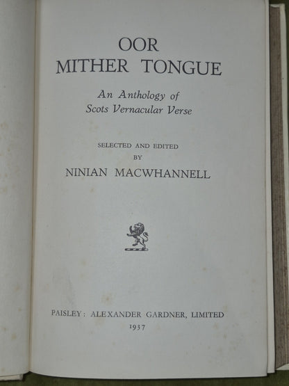 Oor Mither Tongue Ninian MacWhannell 1937 Paisley5