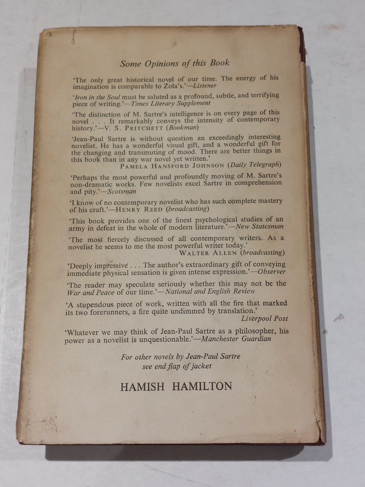 Iron In The Soul By Jeanpaul Sartre (1957) 1st Edition 4th Impression Hb Book2