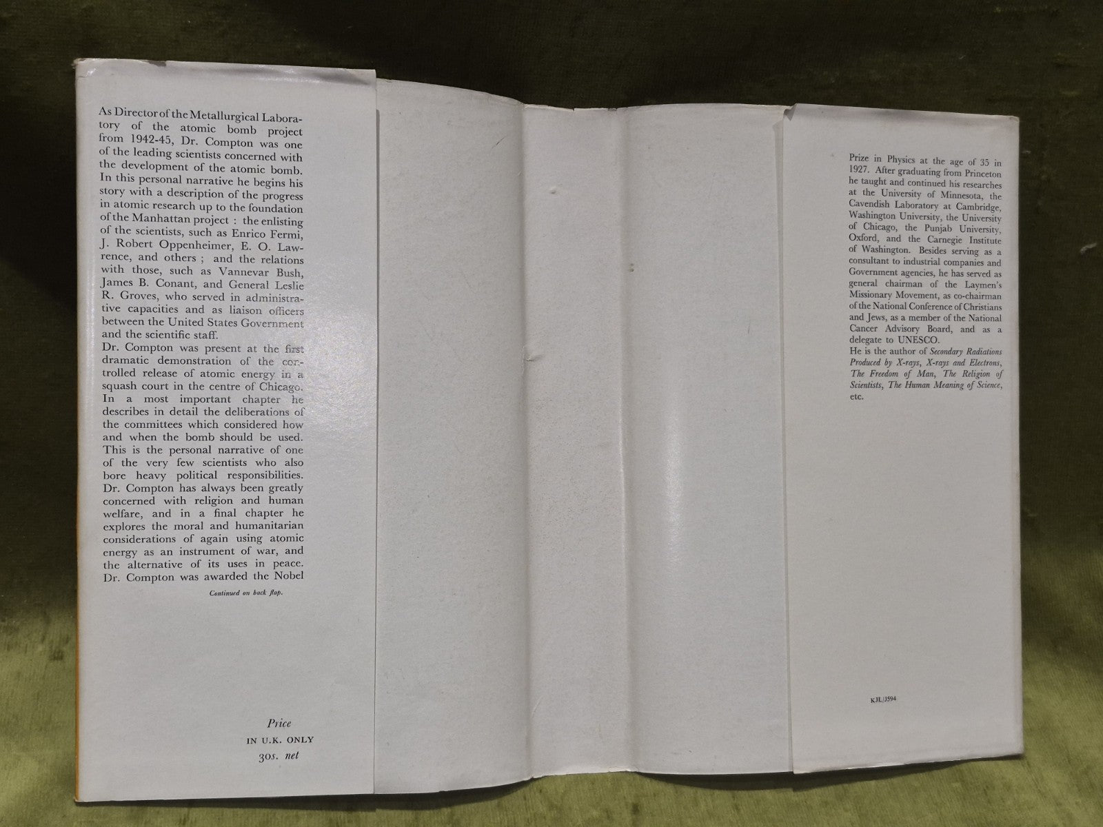 Arthur H. Compton (1956) Atomic Quest First Edition5