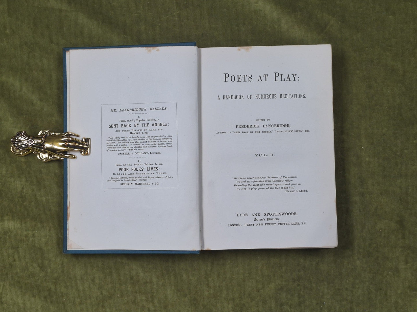 Poets at Play in 2 Vols by Frederick Langbridge - Eyre & Spottiswoode4