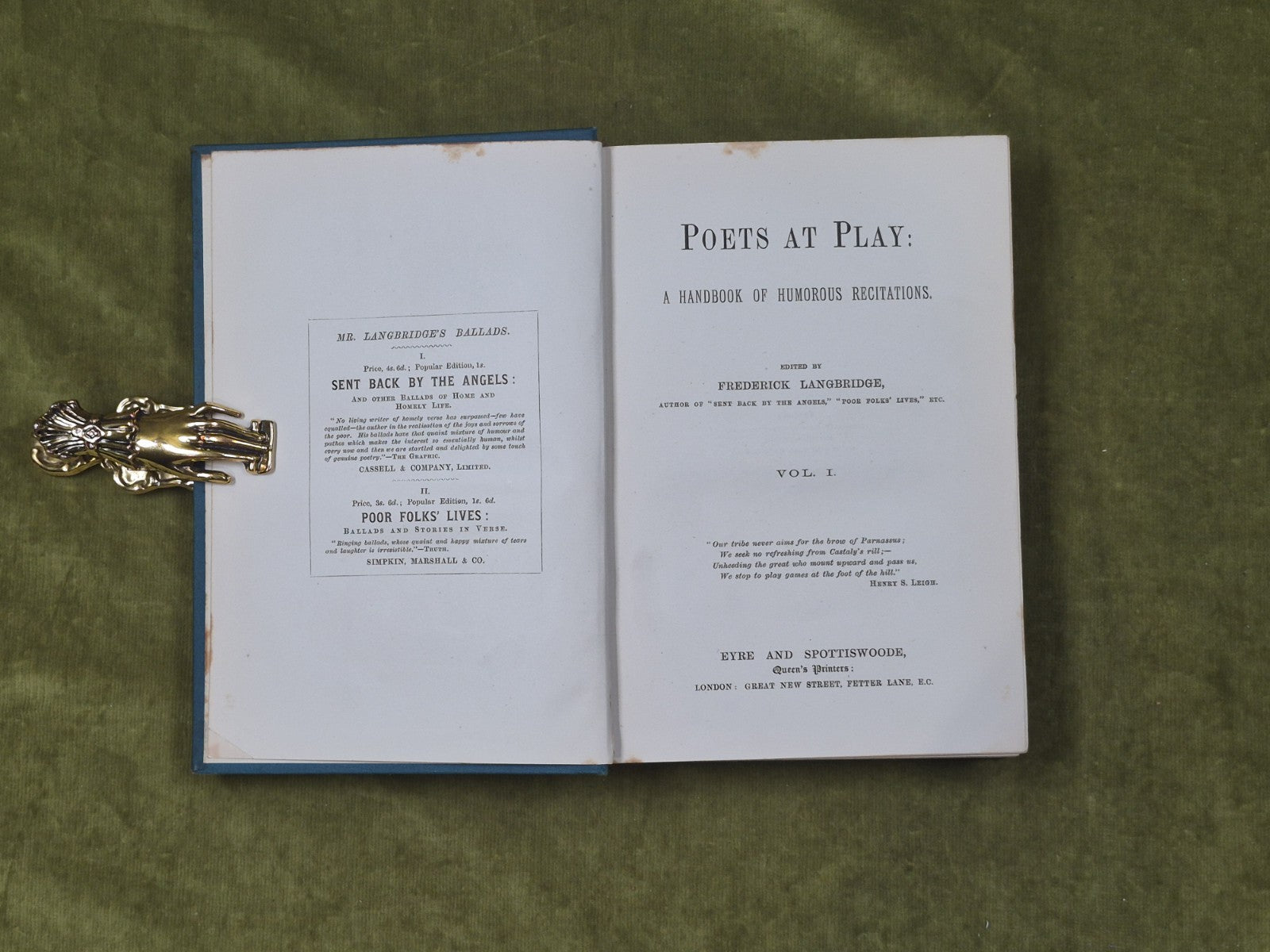 Poets at Play in 2 Vols by Frederick Langbridge - Eyre & Spottiswoode4