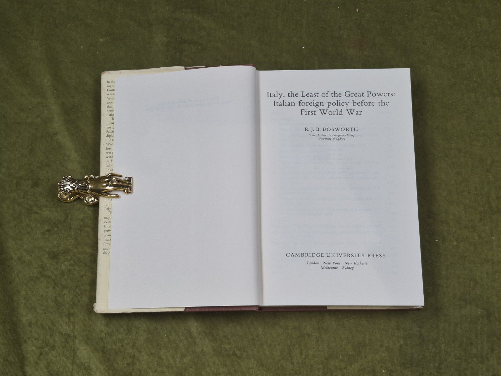 Italy the Least of the Great Powers - R J B Bosworth , Cambridge 1979 1st HB DJ4