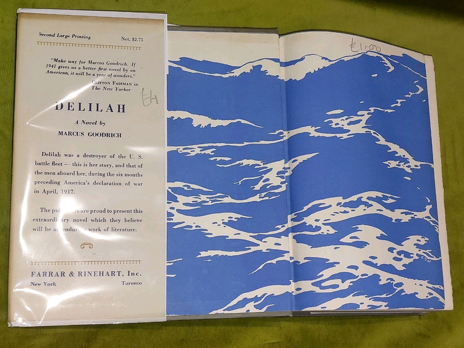 Delilah a Novel by Marcus Goodrich 1941 First Edition2