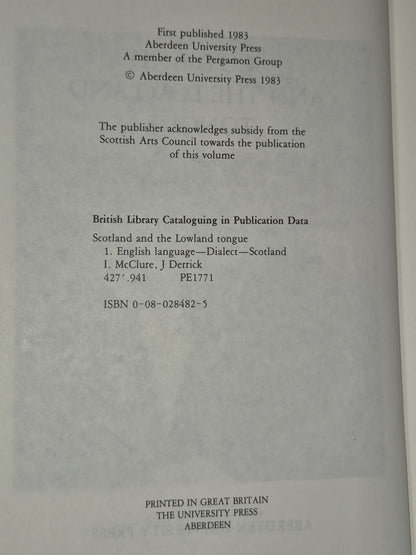 Scotland and the Lowland Tongue Studies in the Language Mcclure 19834