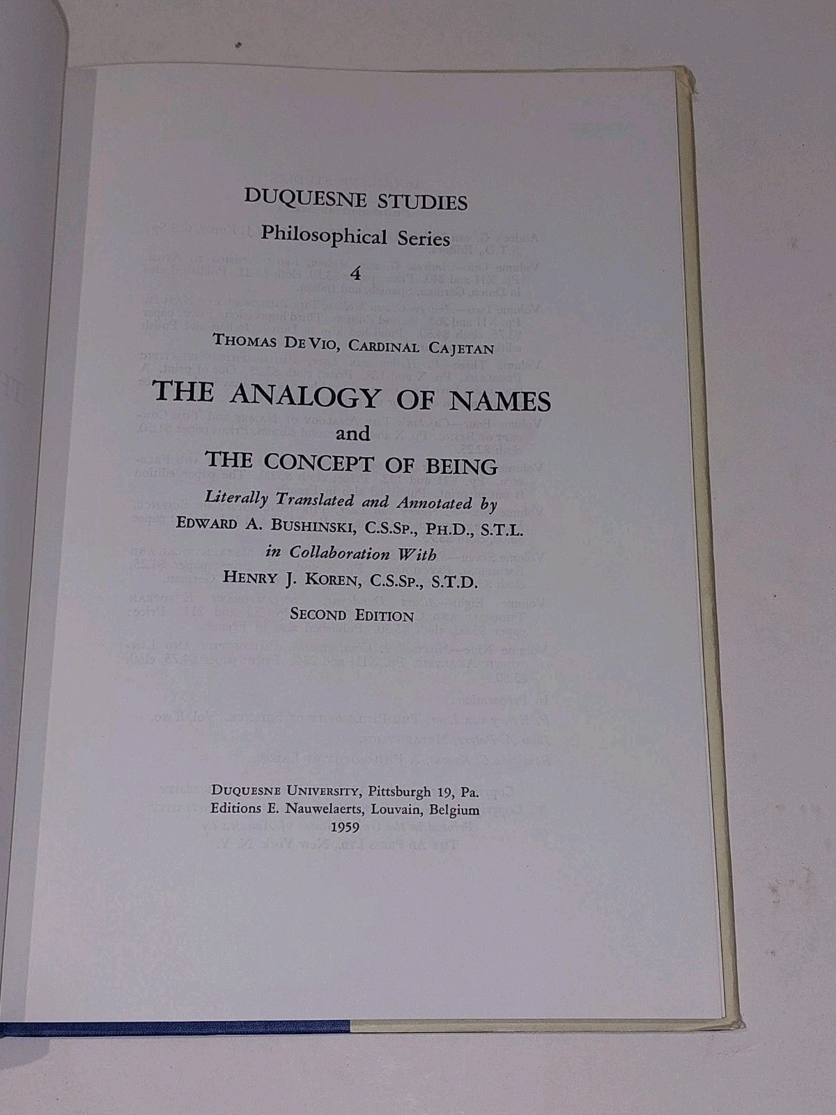 The Analogy of Names and The Concept of Being  Duquesne Studies (1959) Second Ed4