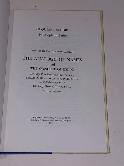 The Analogy of Names and The Concept of Being  Duquesne Studies (1959) Second Ed4