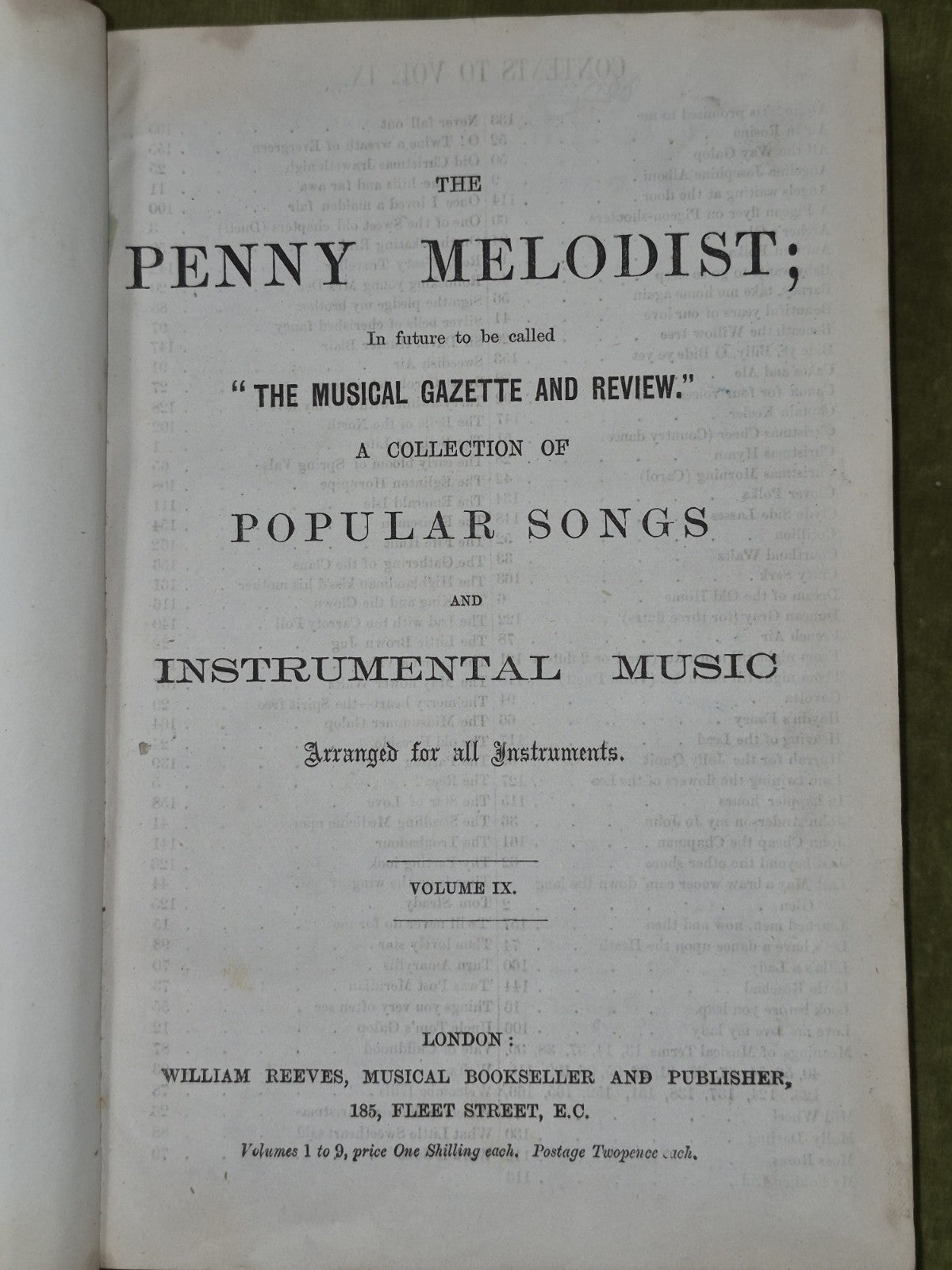 'The Penny Melodist' Collection Of Popular Songs & Instrumental Vol  7 8 9 1874 5