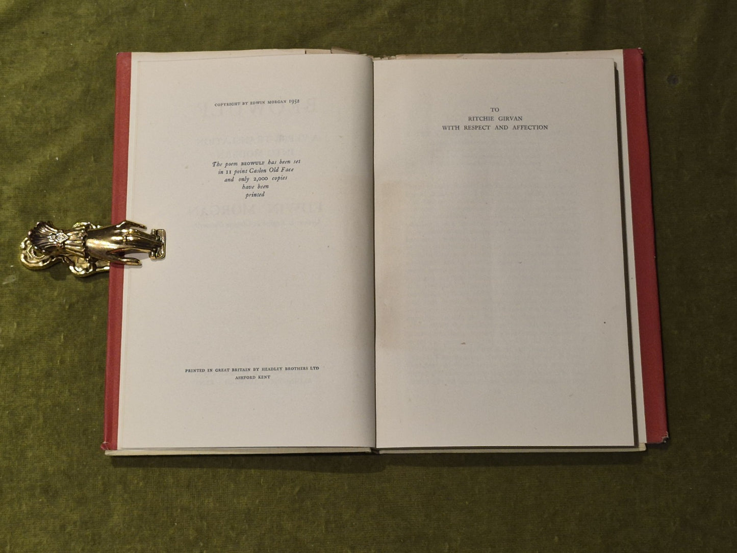 Edwin Morgan, Beowulf, 1952, The Hand & Flower Press, HB jacket, Limited Edition5