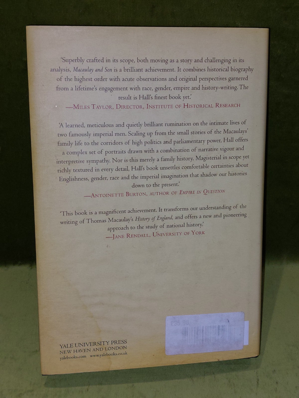 Macaulay & Son : Architects of Imperial Britain  Catherine Hall [Yale] 2012 hb1