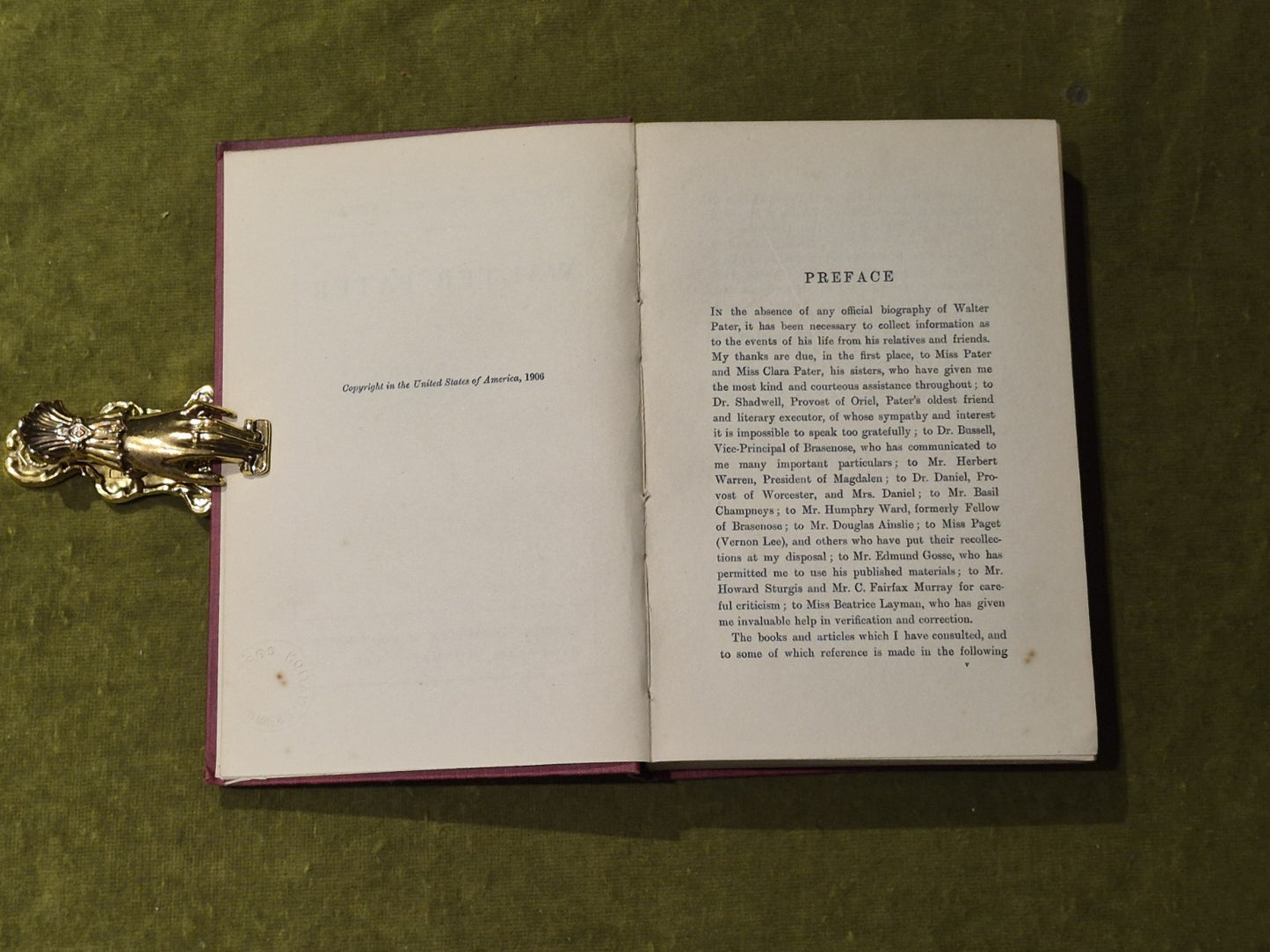 Walter Pater - A C Benson Macmillan 1906 with Provenance from J Ramsey Macdonald5