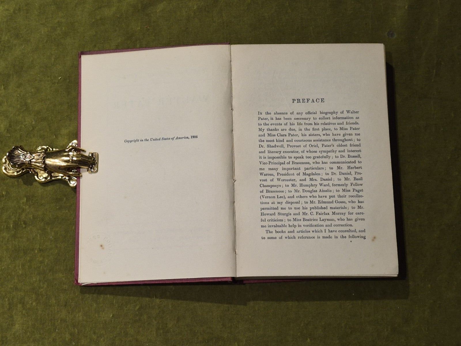 Walter Pater - A C Benson Macmillan 1906 with Provenance from J Ramsey Macdonald5