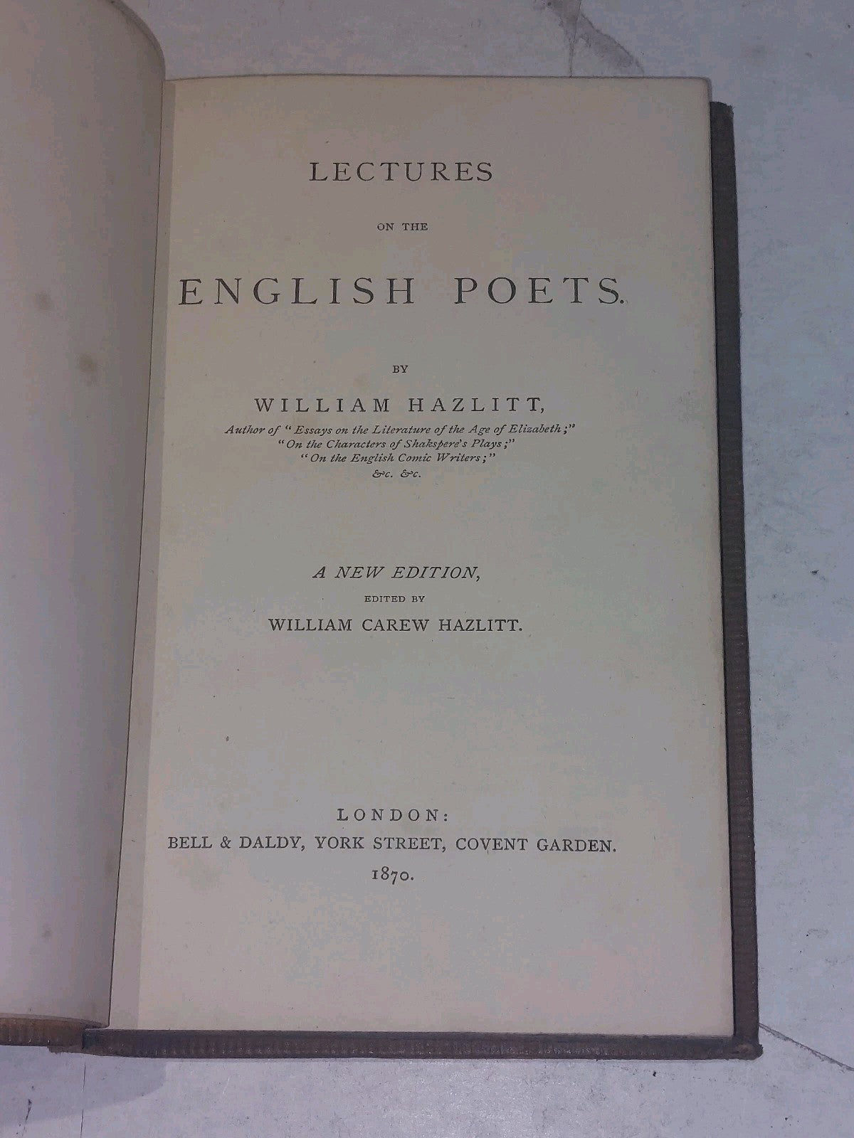Lectures On English Poets By William Hazlitt  full leather 1870 Hb 3