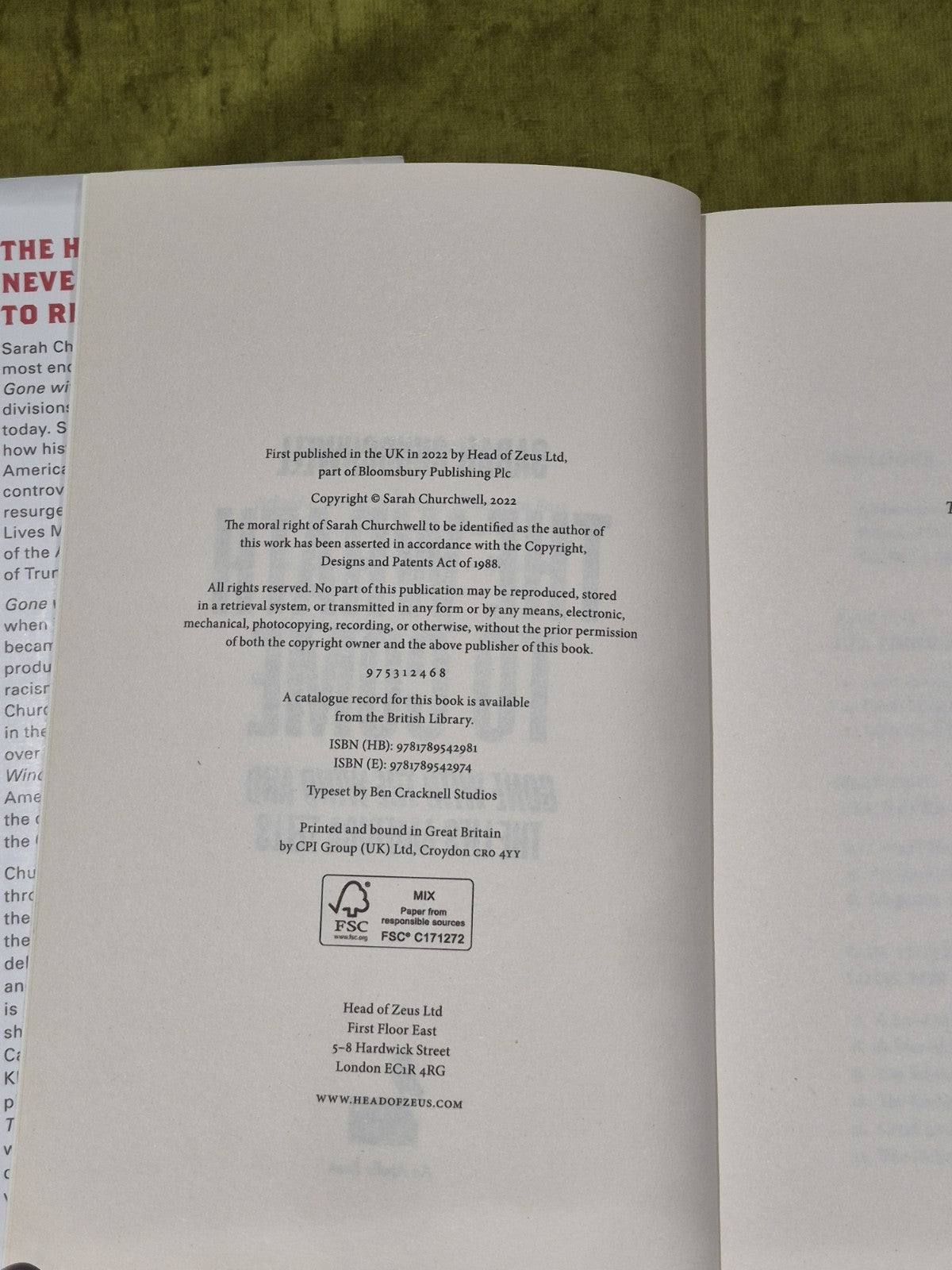 The Wrath to Come By Sarah Churchwell [Head Zeus] (2022) HB/DJ book3