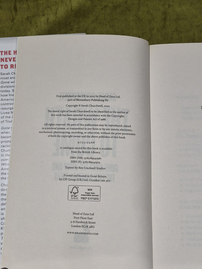 The Wrath to Come By Sarah Churchwell [Head Zeus] (2022) HB/DJ book3