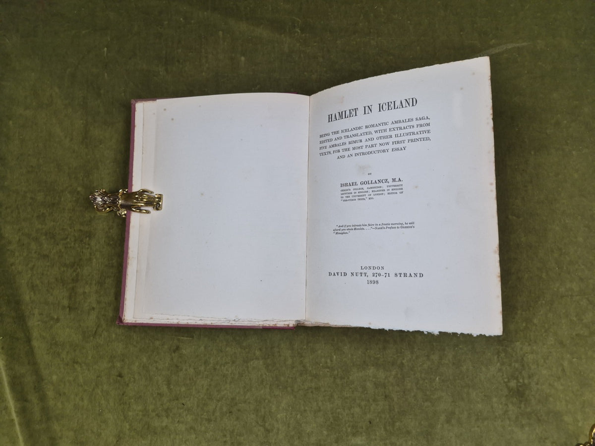 Hamlet in Iceland - Israel Gollancz 1898 David Nutt HB 1st Edition5