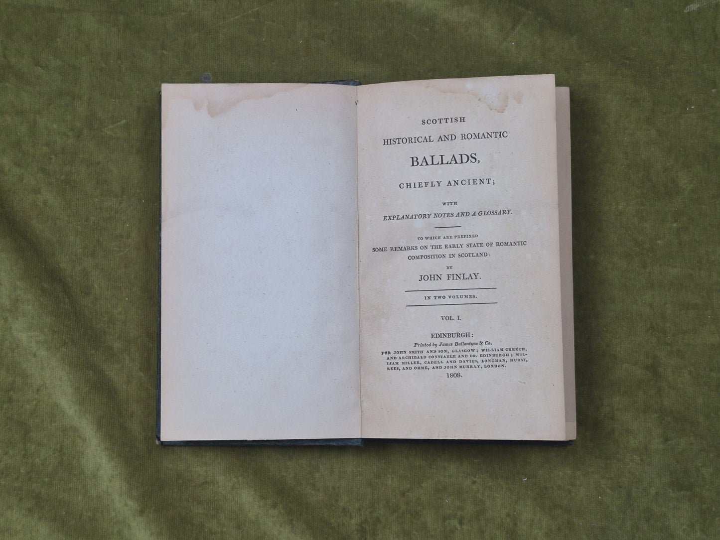 Scottish Historical and Romantic Ballads in 2 Vols- John Finlay, Ballantyne 18085