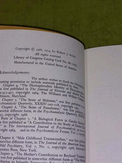 Robert J. Stoller  Sex And Gender (1974) [Jason Aronson] Hb With Dj Book5