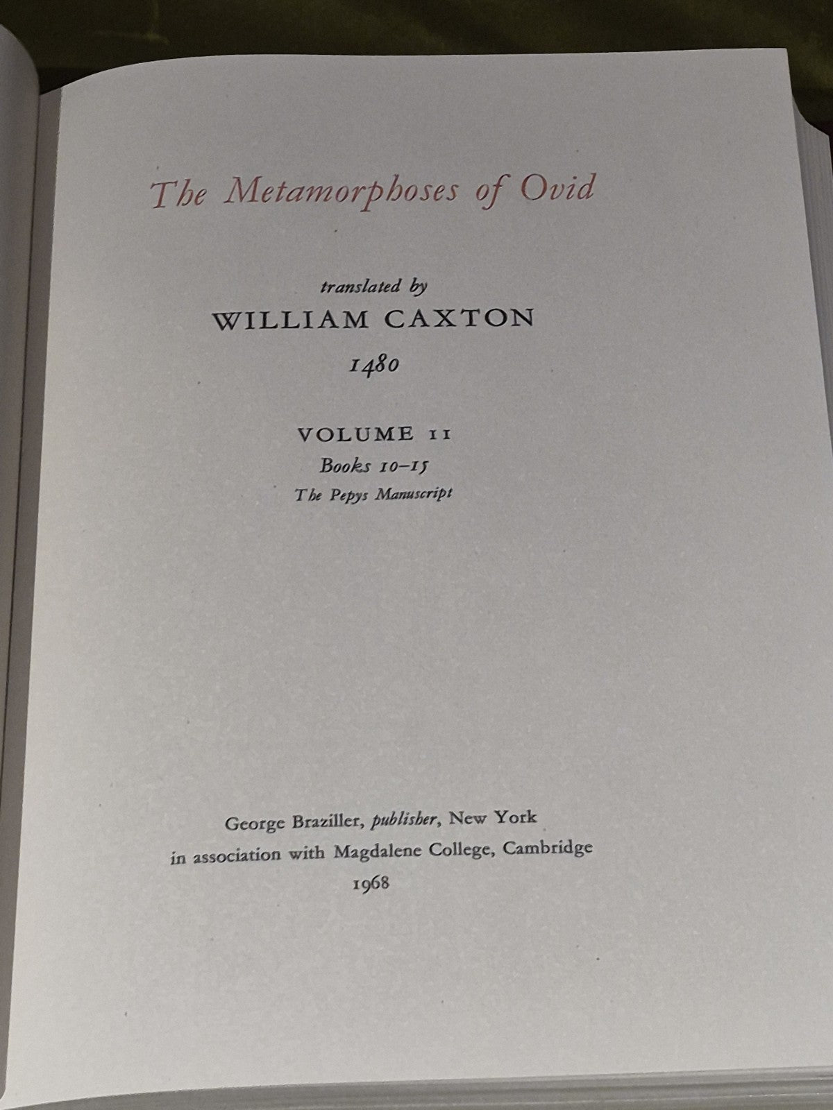 William Caxton The Metamorphoses Of Ovid Vol 1 &2 1968 Facsimile Edition- VGC7