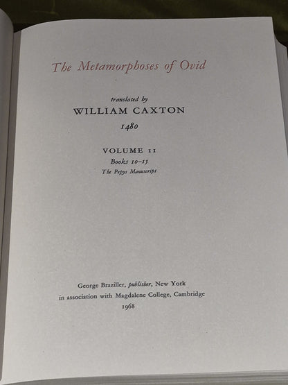 William Caxton The Metamorphoses Of Ovid Vol 1 &2 1968 Facsimile Edition- VGC7