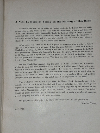 Dain Do Eimhir Le Somhairle Mac Ghill Eathain First Edition 1943 Maclellan8