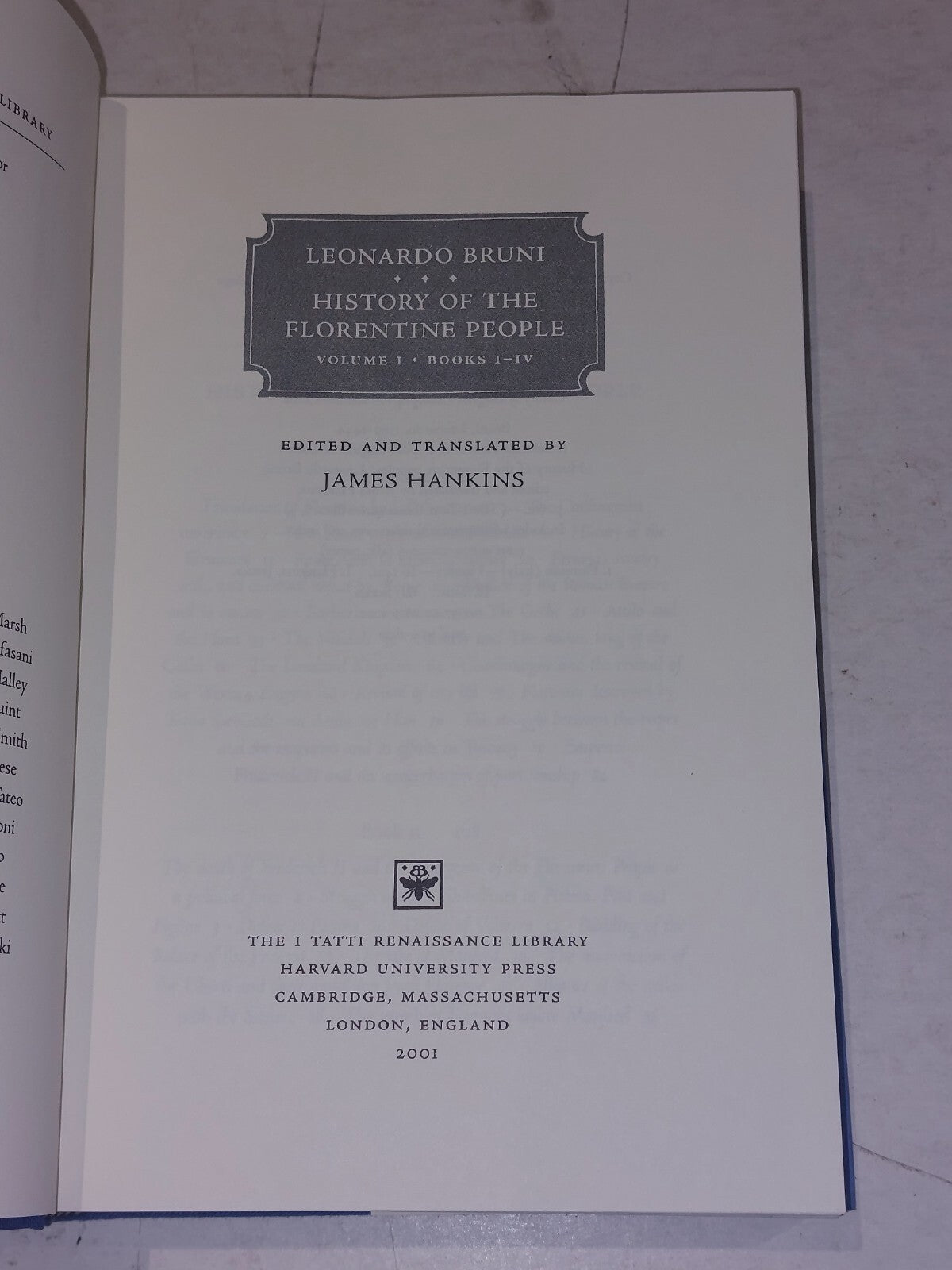 History of the Florentine People, Volume 1: Books I-IV By Leonardo Bruni Hb Book3