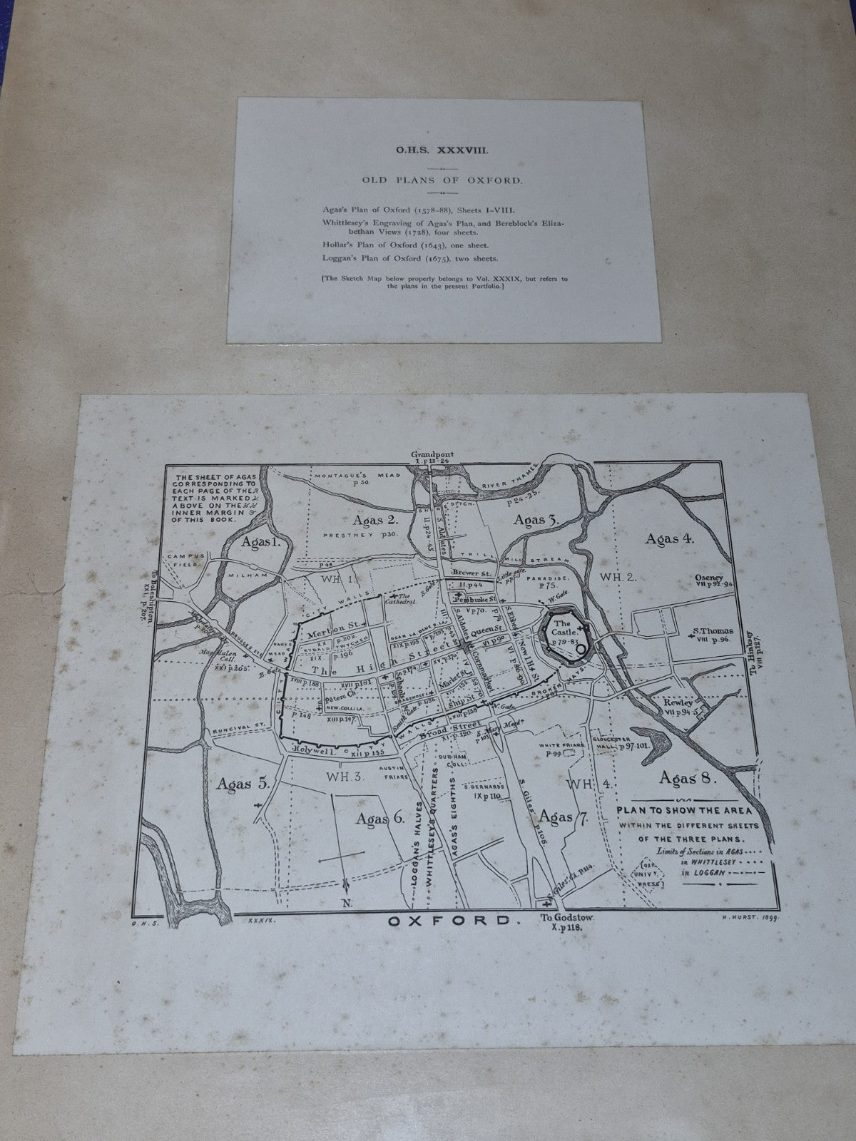 Oxford Historical Society 1899 Old Plans of Oxford Agas Whittlesey Hollar Loggan3