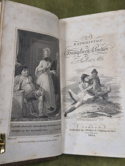 T Smollett Peregrine Pickle Humphry Clinker Roderick Random 1815 Set Leather10