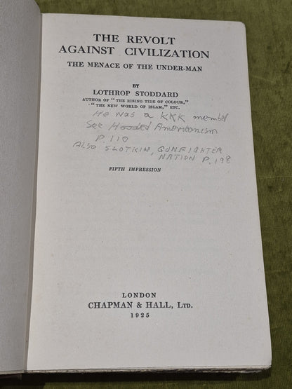 The Revolt Against Civilization (1925 Fifth Impression) Lothrop Stoddard3