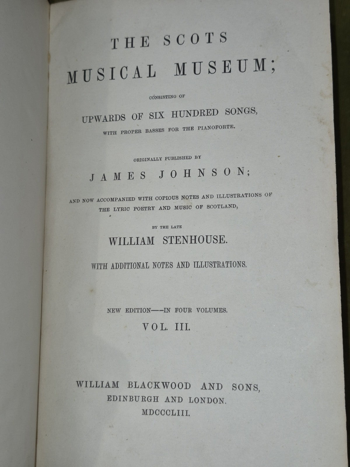 The Scots Musical Museum Burns 1853 William Blackwood William Stenhouse11