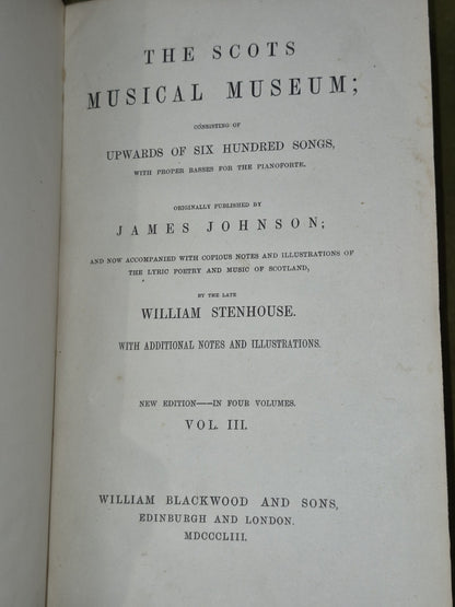 The Scots Musical Museum Burns 1853 William Blackwood William Stenhouse11