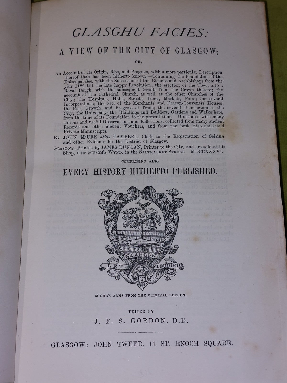 Glasghu Facies A View of the City of Glasgow by Gordon (1872) History Of Glasgow6