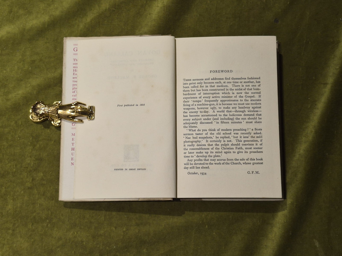 Govan Calling : Sermons and Addresses - George F Macleod - 1934 1st HB DJ5