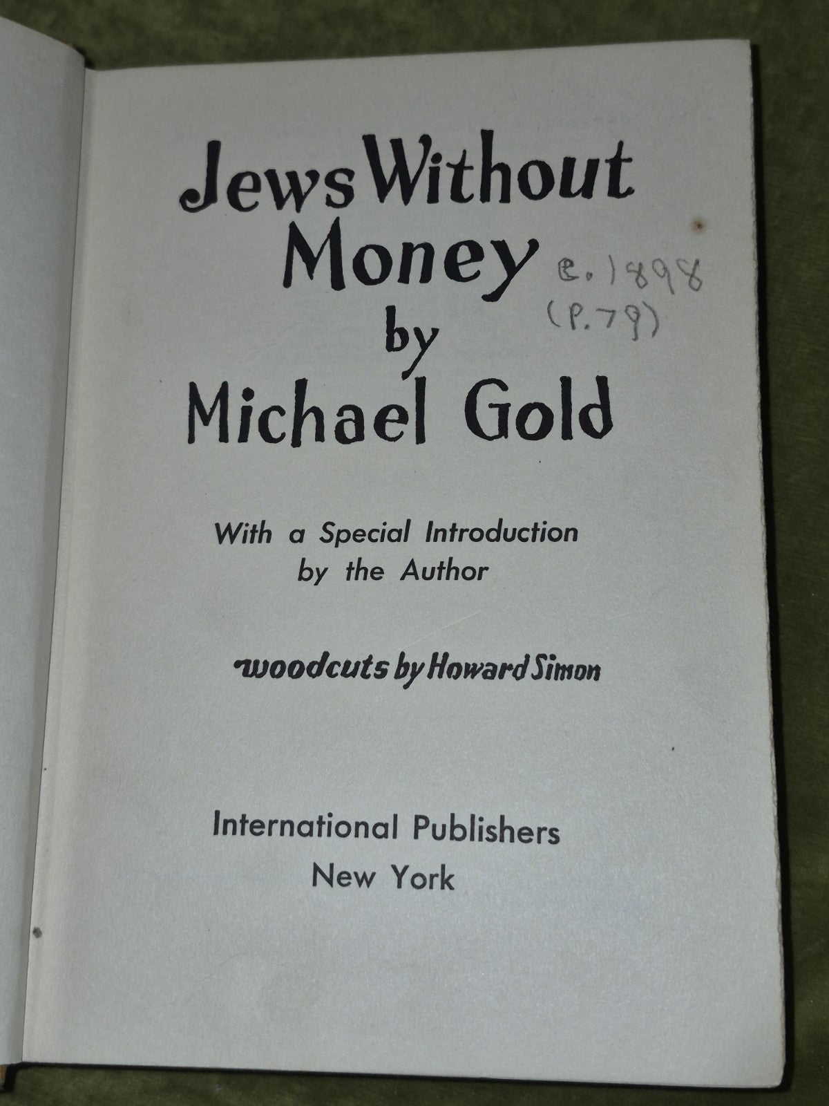 Jews Without Money Michael Gold (1937 sixteenth printing)5