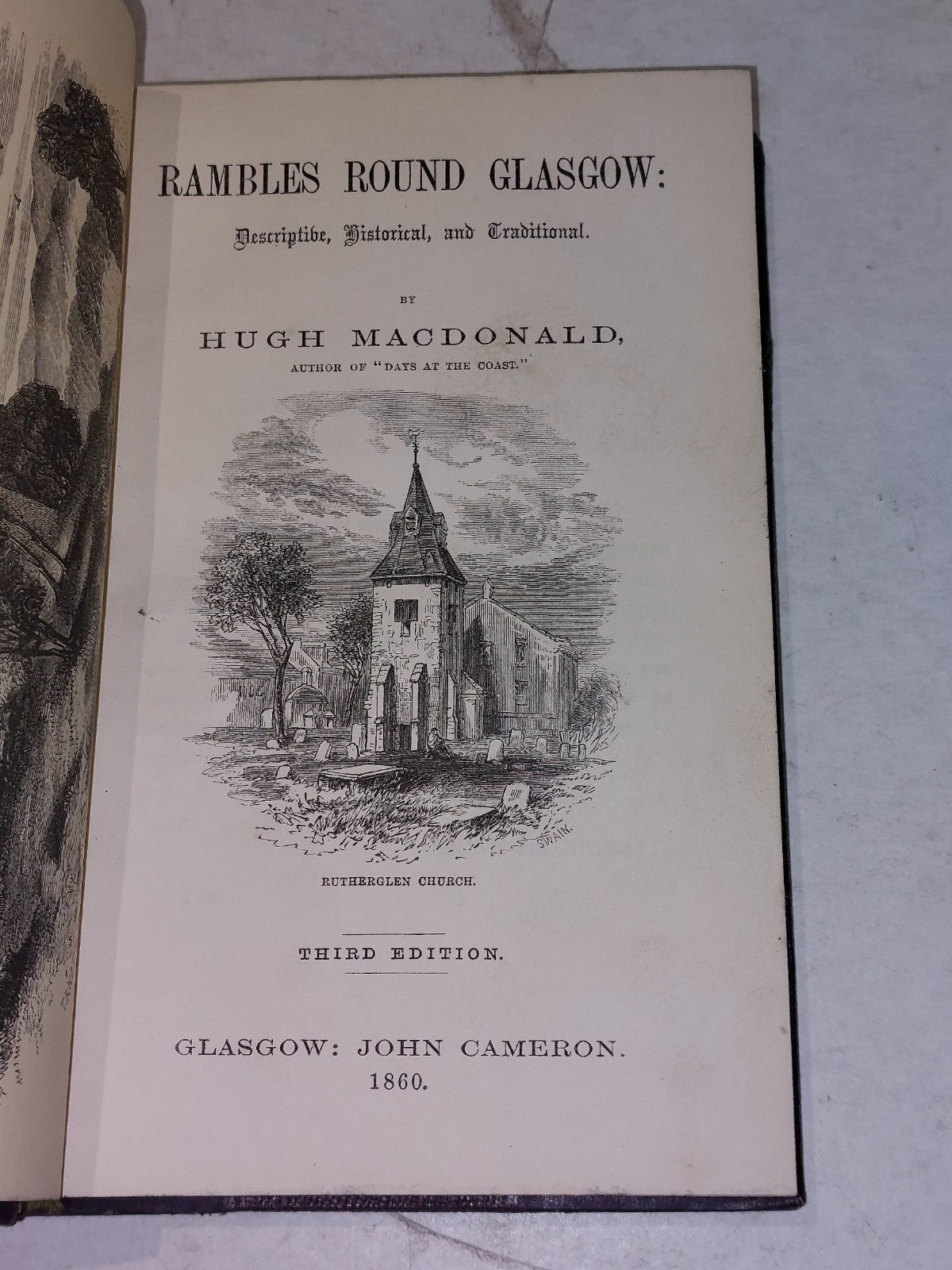 Rambles Round Glasgow by Hugh MacDonald (1860) 3rd ed hb book Leather  Bound3
