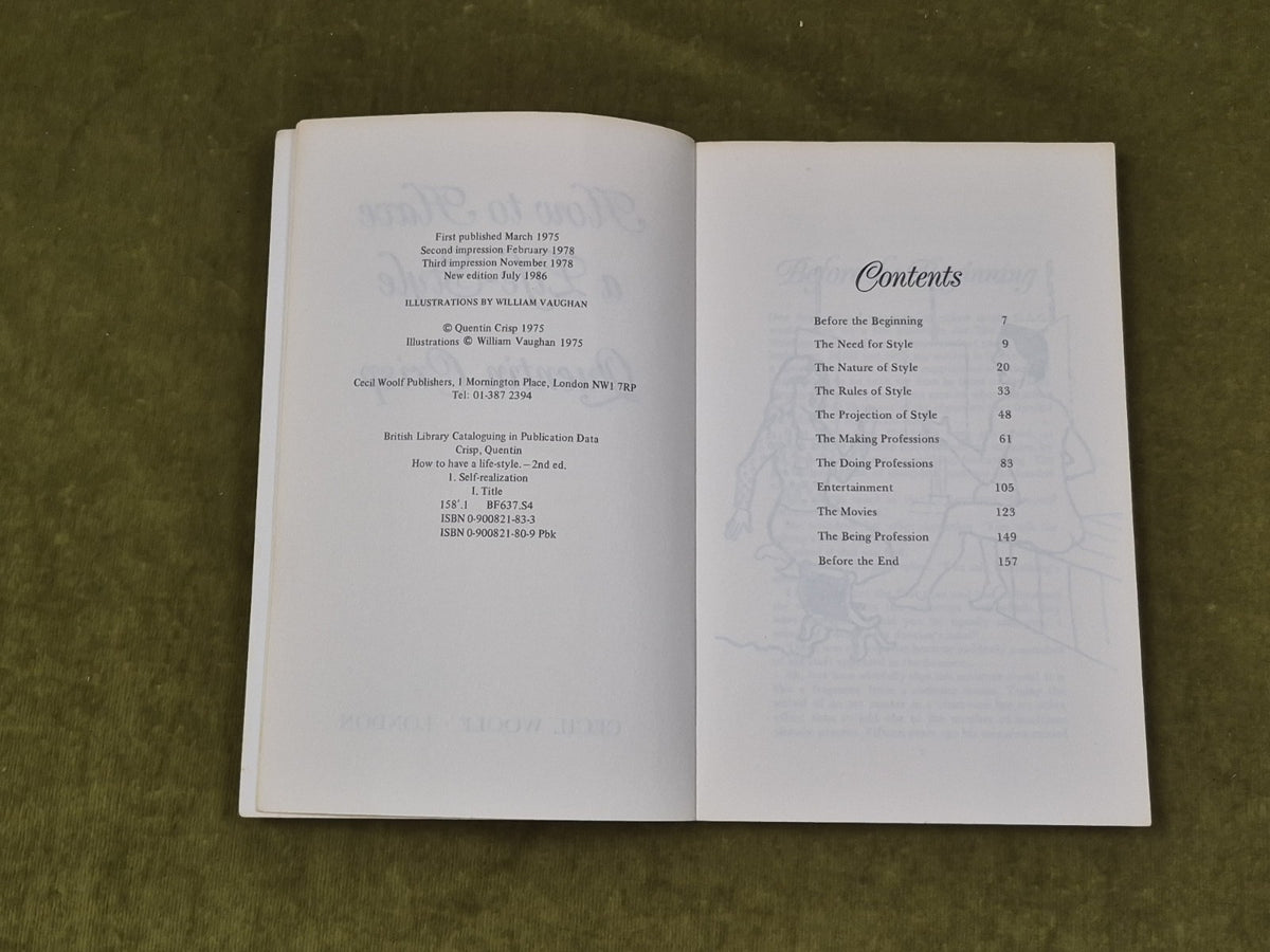 Quentin Crisp ‘How to have a Life-Style’ , Cecil Woolf , New Ed 1986 PB5